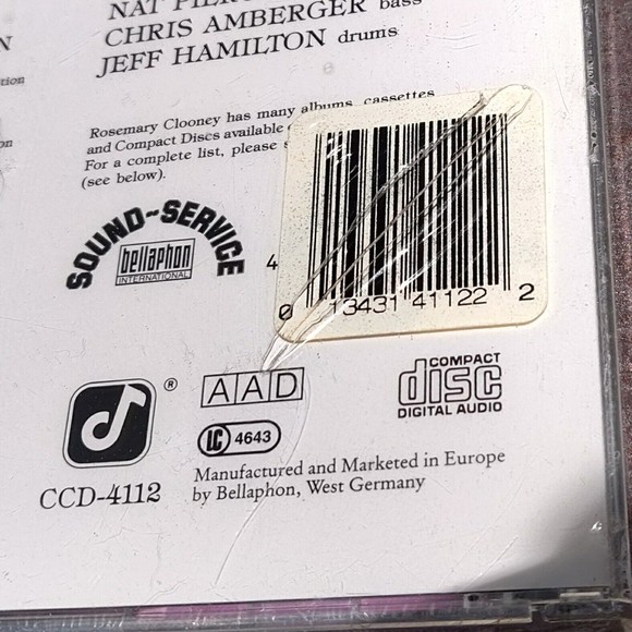 Rosemary Clooney Sings the Lyrics of Ira Gershwin CD ccd-4112 Concord Jazz NOS - Picture 3 of 3